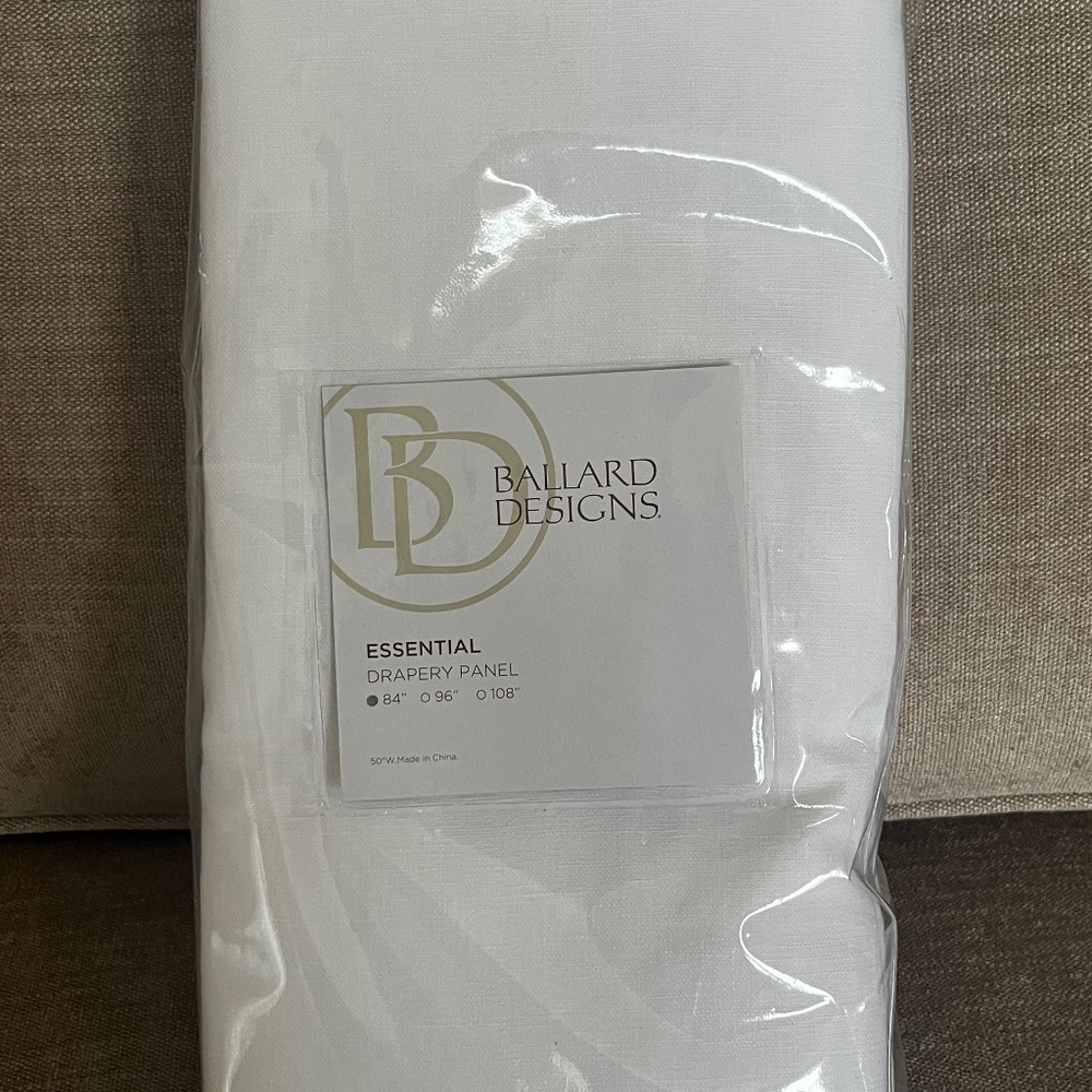 Ballard designs white linen lined drapes